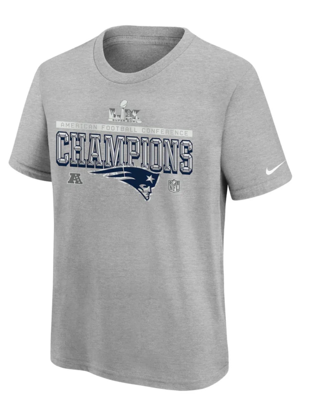 Nike Gray New England Patriots 2025 AFC Champions t shirt new size XXL men's